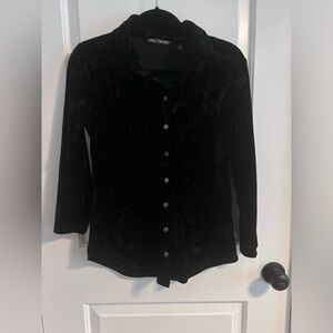 Snoskins Black Crushed Velvet Button Down Size XS